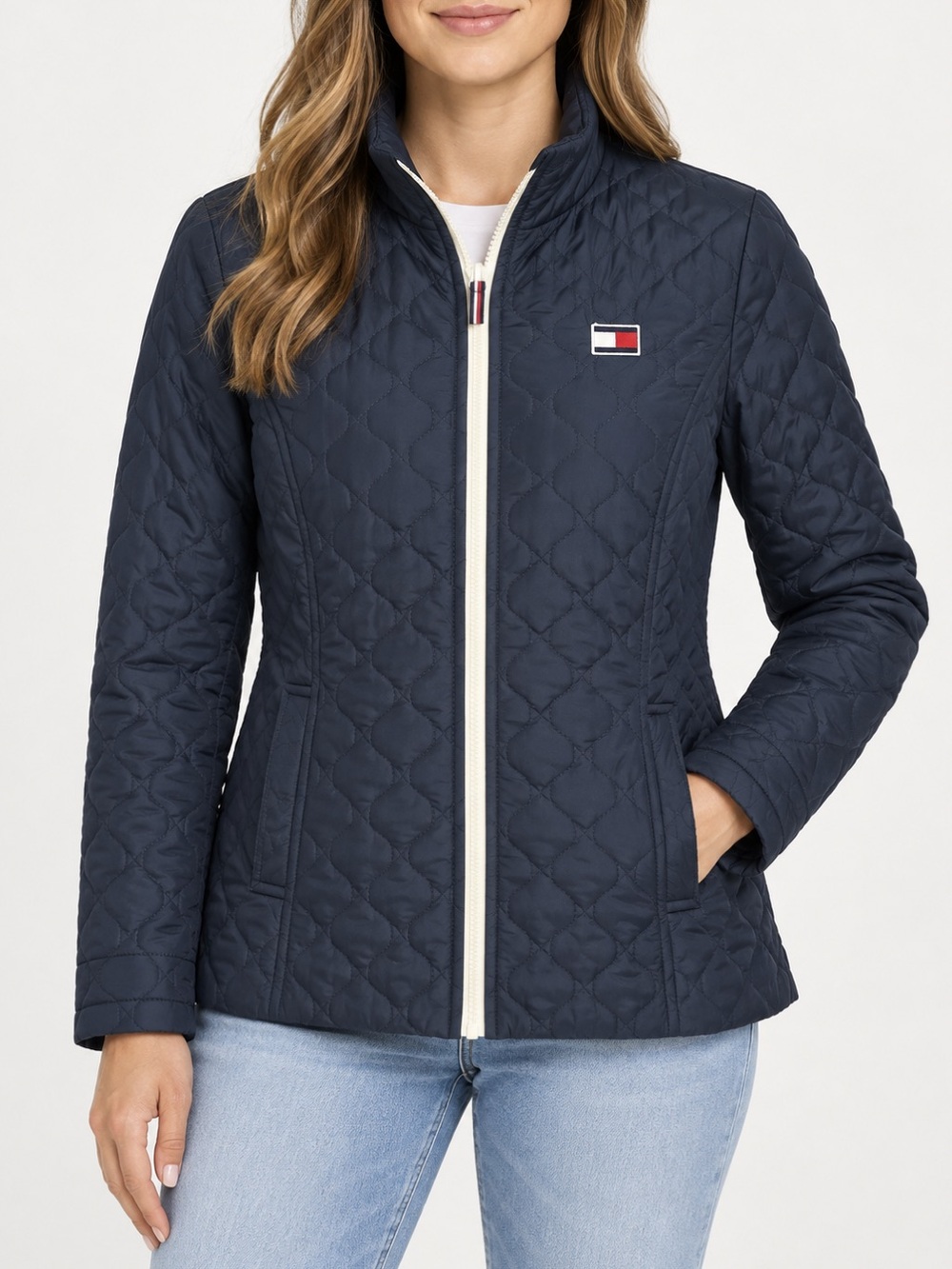 Tommy Hilfiger Women’s S Navy Quilted 3-in-1 All Weather Zip Jacket